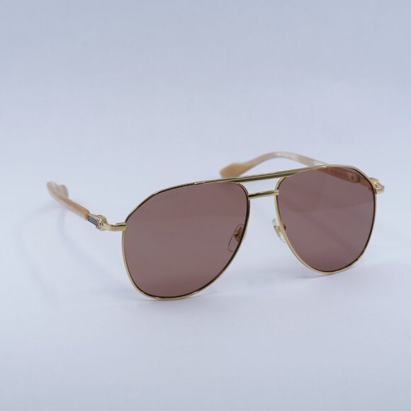 ?️ New Gucci GG1220S 003 Sunglasses - Gold Frame, Cognac Lenses main image 8